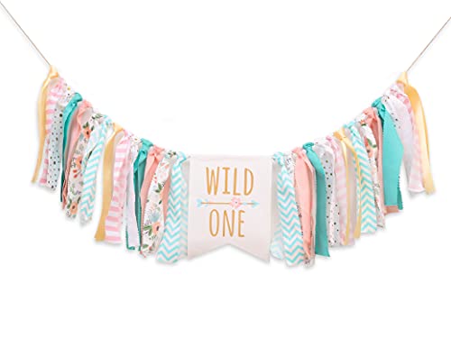 Theme High Chair Banner - First Birthday Party Banner - 1st Birthday Photo Backdrop - Sunshine 1st Birthday (Rainbow-Wild One)