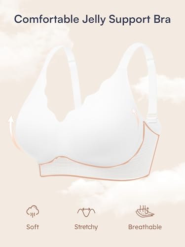 Image of Seamless Jelly Bras for Women No Underwire with Support - Wireless Bralettes Everyday Full Coverage Comfort Tshirt Bra