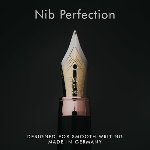 Image of Wordsworth & Black Bamboo Wood Fountain Pen Set for Writing, Medium Nib | Violet Wood, Gift for Men Women, German Iridium 18K Gilded, Calligraphy Journaling, Converter + 6 Cartridges, Refillable