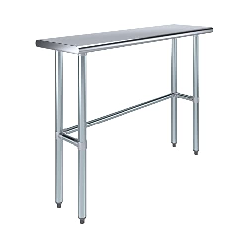 Image of AmGood Stainless Steel Work Table Open Base | Metal Work Bench (Stainless Steel Table Open Base, 48 inch Long x 14 inch Deep)