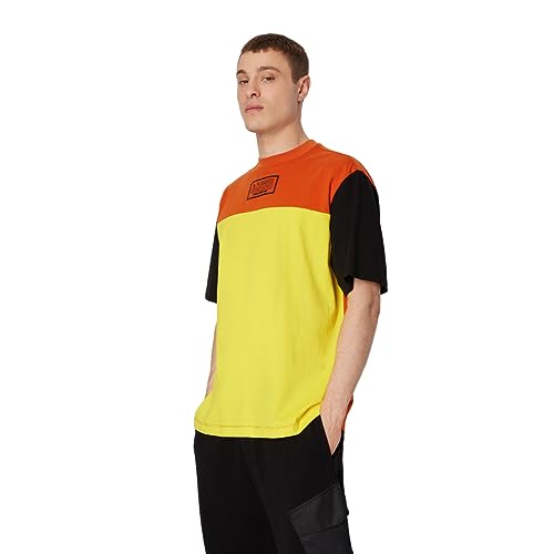 Armani Exchange Men's Oversized Heavy Jersey Logo Colorblock Jumper