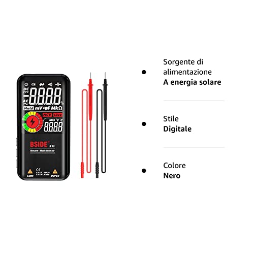 BSIDE S10 Multimetro Digitale Intelligente Display LCD EBTN 3 Risultati Tester Elettricista Automatico 9999 Conteggi Tester di Tensione Resistenza Capacità Continuità Hz Diodo Filo Vivo con Torcia