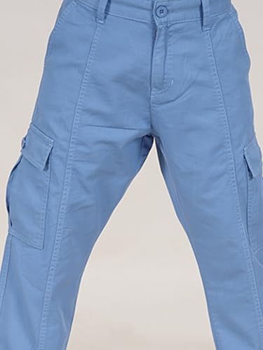 Image of Boys Cotton Full Length Front Cut Sew Cargo Pant with Bottom Tab