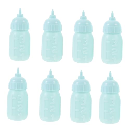 KOMBIUDA 10 Piezas Botella Mini Muñeca Pequeño Porta Golosinas Biberones Fingir Juguete Favores De La Ducha De Bebé Botella De Leche En Miniatura Pequeños Biberones El Plastico Sky-Blue