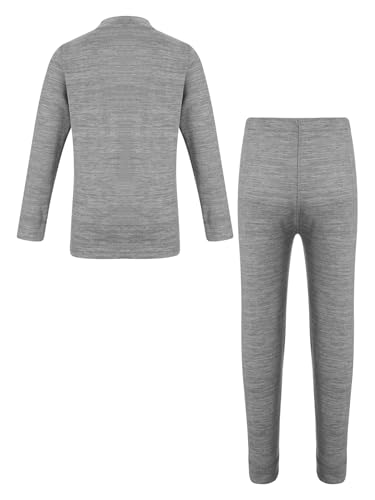 easyforever Kids Boys Girls Thermal Underwear Set Mock Neck Fleece Lined Winter Base Layer Top and Bottoms Long Johns Set2
