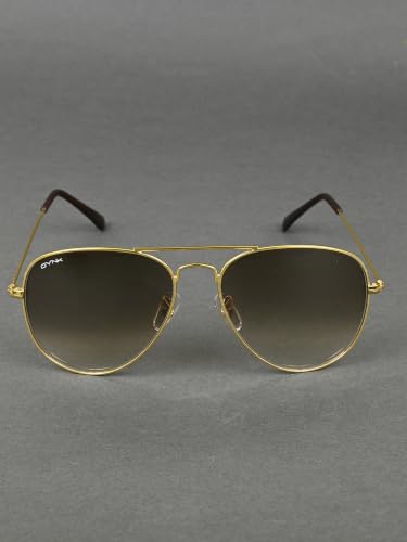 Image of GYNK Men's Aviator Sunglasses | Toughened Glass Lens | UV400 Protection | Lightweight Metal Frame Pilot Sunglasses for Driving, Travel, Outdoor Activities & Daily Wear