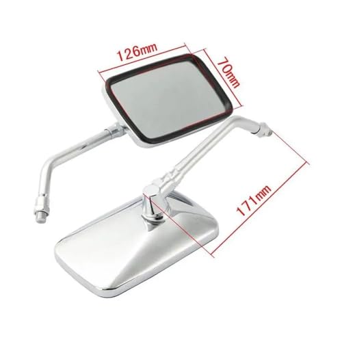 Espejos retrovisores rectangulares resistentes de 10mm para moto 3
