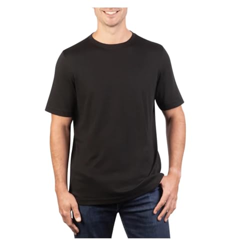 KIRKLAND Signature Mens Short Sleeve Pima Cotton Tee Shirt (US Alpha Large Regular Regular Black)
