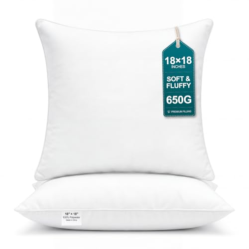 2x Formes Coussin 18x18 Coton Ferme Blanc