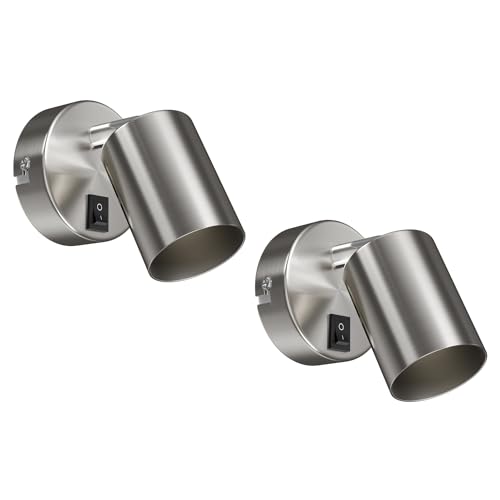 ledscom.de 2 pièces Applique WAIKA, interrupteur, inox mat, ronde, 1x GU10 max. 60W