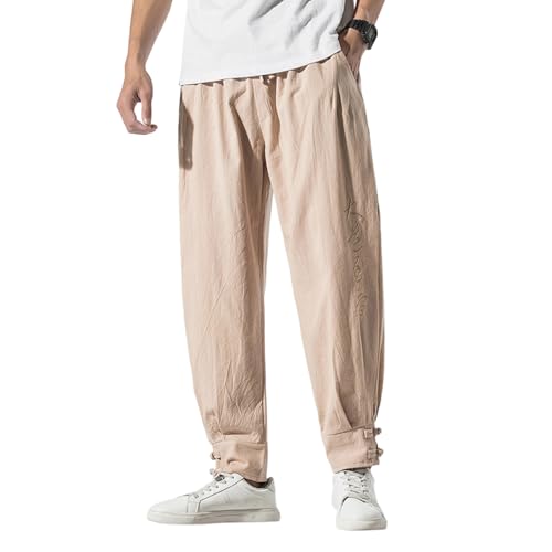 Pantalon fuselé homme à cordon et broderie décontracté