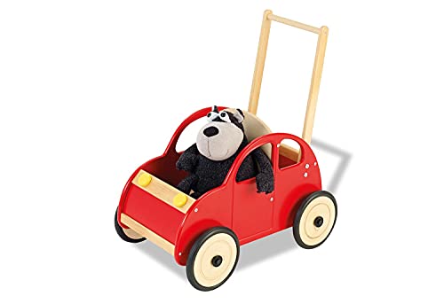 Preisvergleich Produktbild Pinolino 262604 Lauflernwagen Auto Jonas, aus Holz, mit Bremssystem, Lauflernhilfe mit gummierten Holzrädern, für Kinder von 1 6 Jahren, bunt