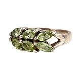 Multi Peridot Ring Handmade 925 Sterling Silver August Birthstone Ring Faceted Marquise Gemstone Prong Setting Ring (US 9.5)