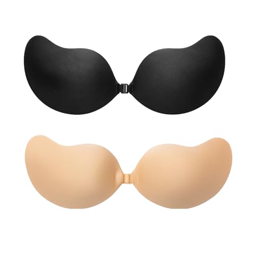 2 Paire Auto-adhésifs Soutien Gorge, Soutiens Gorge Adhesif Femme, Soutien Gorge sans Bretelles Invisible, Push Up Adhesif, Coque Adhesive Cache Tetons Femme,...