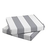 California Umbrella Outdoor Replacement Patio Chair Pad Set of 2, 18 x 18 Inch, Premium Outdoor Memory Foam, Fade Resistant Solstice Olefin Fabric, Fabric Ties, Grey-White