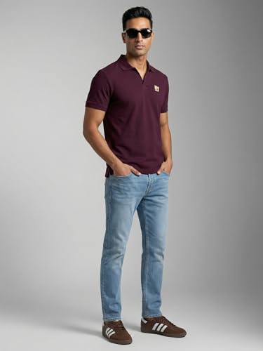 Image of Veirdo Men's Stylish Polo T-Shirt with Chest Pocket Print, Regular Fit Half Sleeve Casual Wear, Solid Summer Fashion for Office, Travel & Outings (S-2XL)
