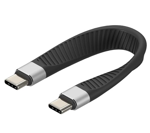 Techly 367928 Cavo Corto Piatto Usb-C Maschio A Usb-C Maschio E-Mark Ricarica Rapida Fpc 12.4 Cm Nero