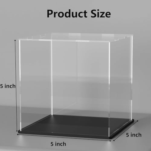Image of Premium Acrylic Display Box with Black Base | Transparent Dust-Resistant Cube for Toys, Models & Memorabilia (5x5x5 inch)
