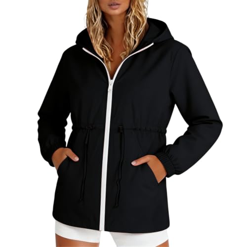 Women's Rain Jacket Outdoor Windbreaker Rain Coat Hooded Hiking Jacket - image 1