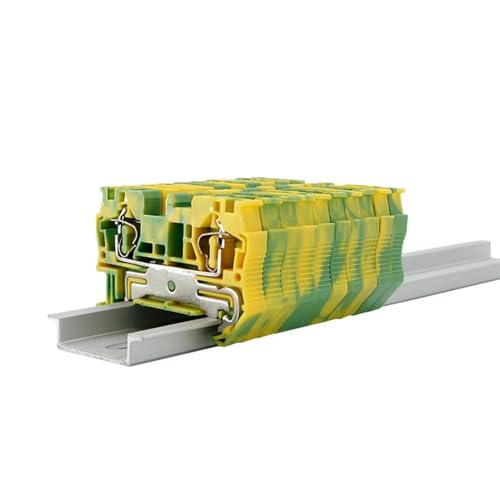 5Pcs ST4-PE Din Rail Ground Connector Spring-cage Earth Pull Electrical 4mm Grounding Feed-Through Terminal Block ST 4-PE