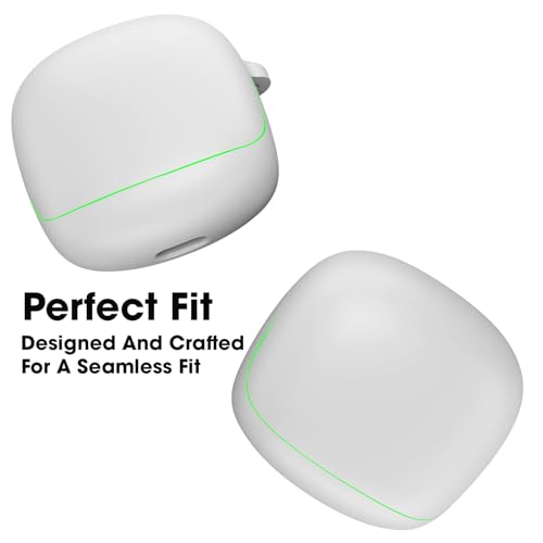 Image of Sounce Earphone Case Cover for Boult Audio Z40 Gaming TWS Soft Silicone Skin Case Cover Shock Absorbing Protective Case with Keychain [Front LED Visible] - White