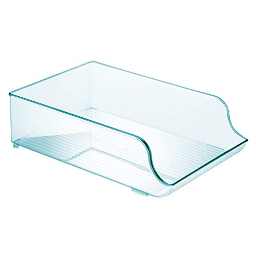 Mdesign Wide Plastic Kitchen Water Bottle Storage Organizer Tray Rack - Holder And Dispenser For Refrigerators, Freezers, Cabinets, Pantry, Garage - Sea Blue #TOP4