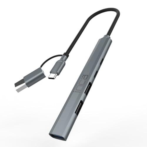 Inca Hub USB IUTP-06TX, USB 3.0 avec 5 Gbps + 2 Ports USB 2.0 + Type-C + PD 100 W répartiteur USB pour MacBook, PC, Ordinateur Portable, Dell, Thinkpad, Chromebook | Boîtier en Aluminium