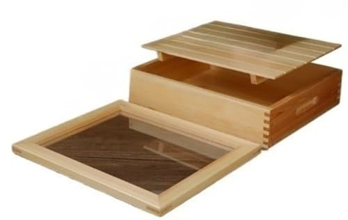 EVREFIN寿司箱 ネタ箱 目皿 アクリル製 フタ付飲食店 寿司プレート 箱 寿司盛台 ステージ 寿司屋 フタ付 寿司 魚箱 和食器 ネタケース キッチン ホテル レストラン 家庭用 業務用 (寿司木箱 31×22+アクリルカバー(マット1枚付き))