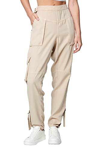 [BLANKNYC] Womens Luxury Clothing Elastic Waistband Cargo Pant, Comfortable & Stylish, Just Sayin, X-Small