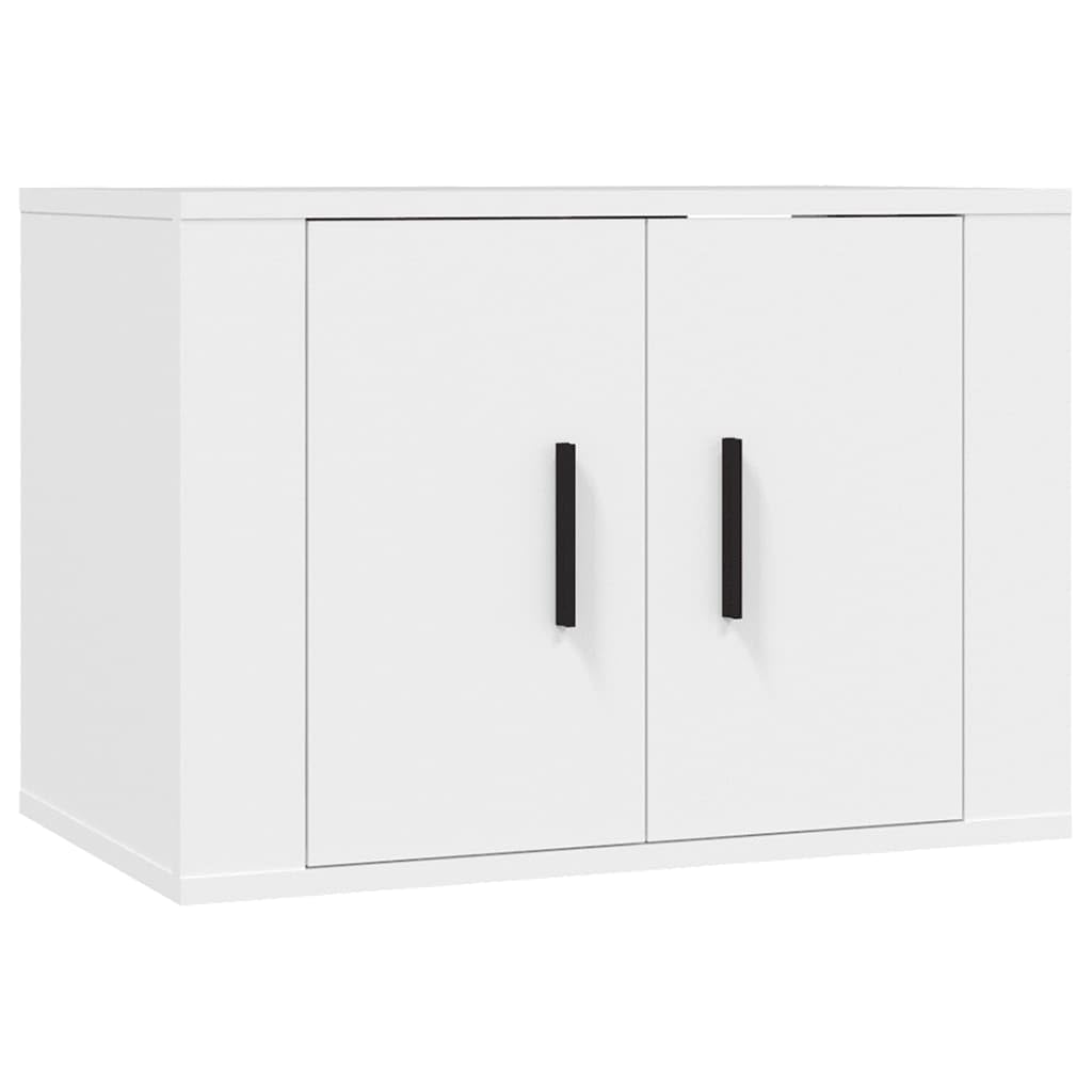 Meuble TV mural blanc brillant - Centre de divertissement suspendu compact 57cm
