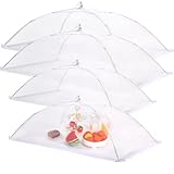 JULBEAR 4 Pcs Extra Large Mesh Food Cover Tent Umbrella Food Screen Covers for Outside Pop-up Mesh Reusable Food Nets for Parties Picnics Outdoor BBQs Collapsible (2 Pcs 40