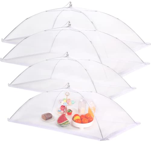 JULBEAR 4 Pcs Extra Large Mesh Food Cover Tent Umbrella Food Screen Covers for Outside Pop-up Mesh Reusable Food Nets for Parties Picnics Outdoor BBQs Collapsible (2 Pcs 40