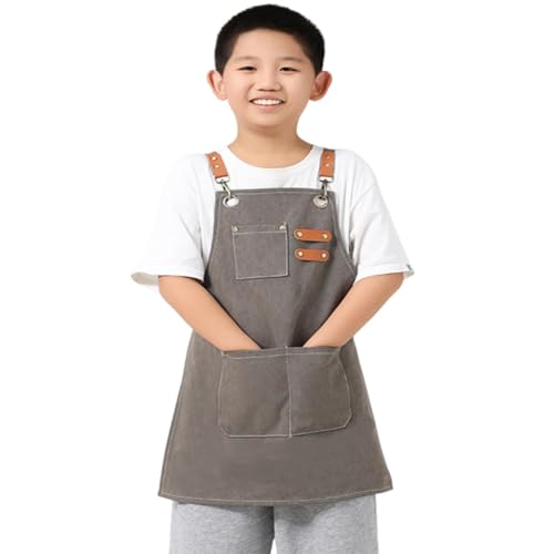 USCHAILIQIANG Grembiuli regolabili impermeabili per bambini dai 6 ai 12 anni per ragazze e ragazzi, grigio, 0