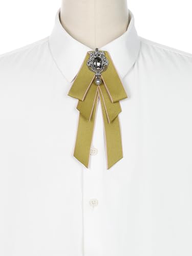 Image of Women's Ribbon Brooch Necktie Rhinestone Bow Ties for Elegant Chic