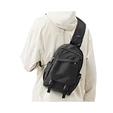 SEAFEW Black Sling Bag for Men Women, Mini Anti Theft One Strap Motorcycle Sling Backpack, Small Sling Chest Bag Daypack Crossbody Backpack for Casual Travel Hiking Gym Outdoor Sports