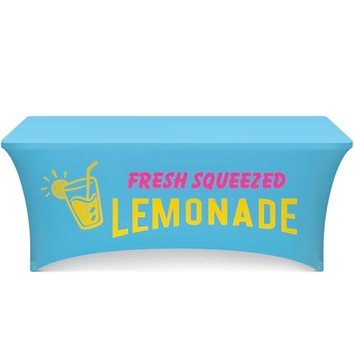 Oudain Lemonade Stand Supplies Tablecloth for Folding Tables,Blue,6ft