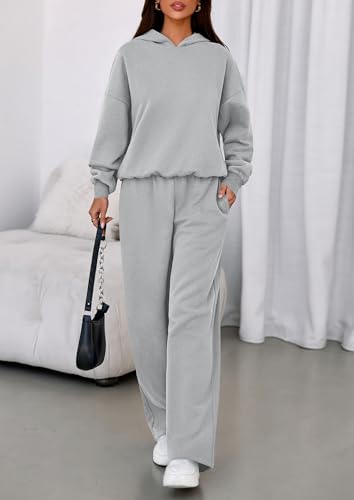 Image of PRETTYGARDEN Womens Sweatsuits 2 Piece Set 2026 Casual Winter Long Sleeve Hoodie Loose Wide Leg Sweatpants Fall Tracksuit