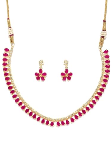 Collar de rubí y circonitas en oro de 22k DMZ-1664 de latón talla S