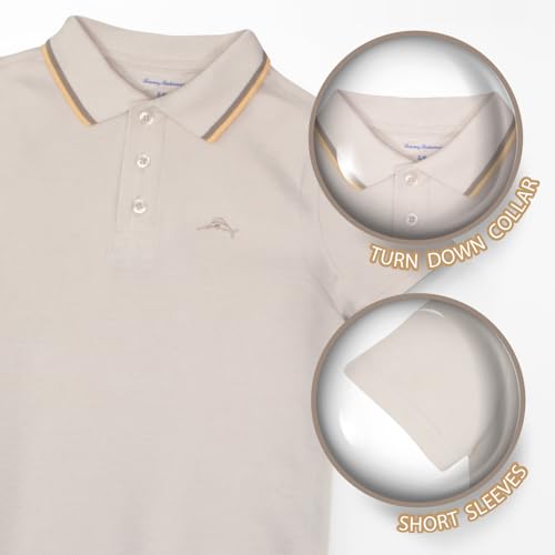 Image of Tommy Bahama Boys Short Sleeve Classic Polo Shirt & Elastic Waist Shorts Set, Casual 2-Piece Back to School Outfit for Kids