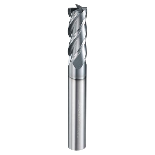 Image of HARFINGTON Carbide Square Nose End Mill Bit 3 /8 inch Cut Dia 4 Flutes TiAlN Coated Milling Cutter for Hardened Steel Metal (3 /8 inch Shank 1 inch Cut Length 3 inch Long 30 Degree Helix HRC53-55)