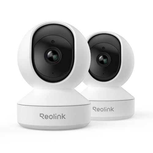 REOLINK Home Security Camera System, 4MP HD Plug-in Indoor WiFi 6 Pan Tilt Pet Camera, Baby Monitor, Night Vision, 2 Way Talk, Smart Human/Pet Detection, Local microSD Card Storage, E1(2 Pac