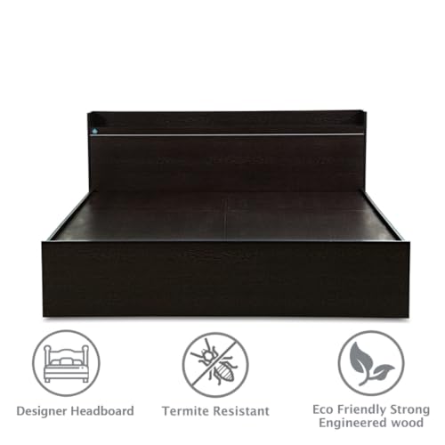 Image of DELITE KOM Plum Engineered Wood Queen Box Bed (Finish Color Flowery Wenge Delivery Condition Knockdown)