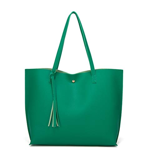 Image of Dreubea Women's Soft Faux Leather Tote Shoulder Bag from, Big Capacity Tassel Handbag