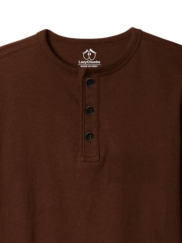 Image of LAZYCHUNKS T-Shirt for Men|Plain Henley Full Sleeve T Shirt|Cotton Blend T Shirt for Men|Men's T-Shirt|Tshirt for Men Stylish|T-Shirts for Men Regular Fit.