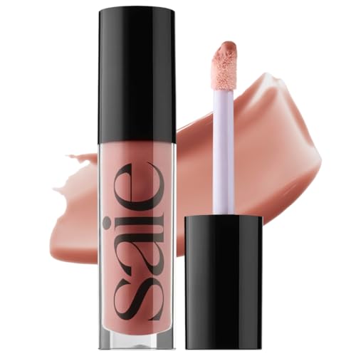 Saie Glossybounce High-Shine Hydrating Lip Gloss Oil - Aceite de labios transparente con color y ácido hialurónico + jojoba