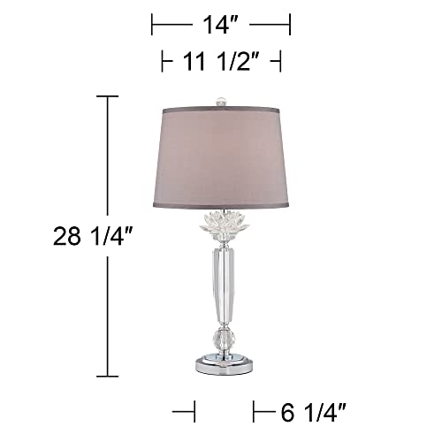 Vienna Full Spectrum Olivia 28 1/4" Tall Traditional Glam Luxury End Table Lamp Clear Crystal Single Gray Shade Living Room Bedroom Bedside Nightstand House Office Home Reading Kitchen Entryway