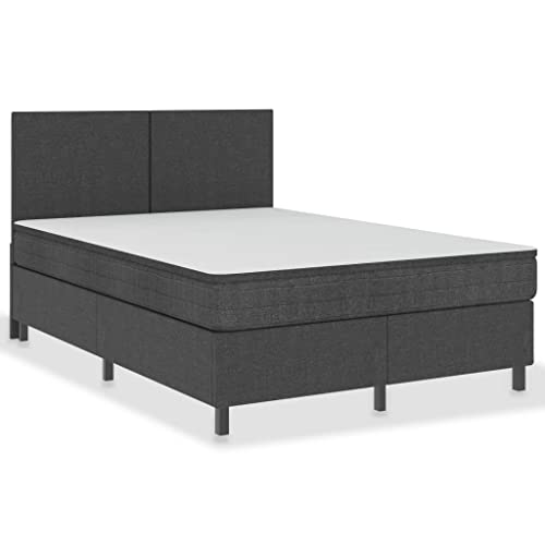 vidaXL Boxspring Bettgestell Bettrahmen Boxspringbett Schlafzimmermöbel Schlafzimmerbett Polsterbett Doppelbett Bett Grau Stoff 140x200cm