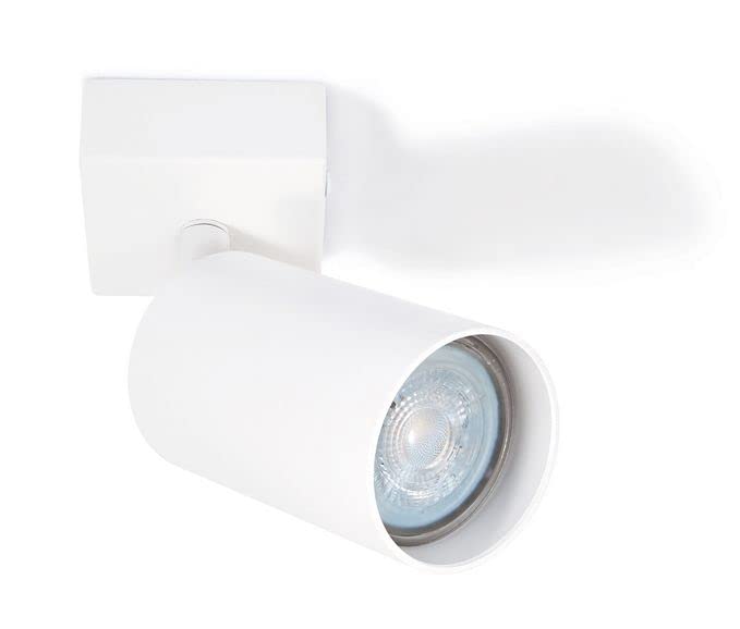 LumenTEC Foco LED de techo, Lámpara de techo LED orientable, 1 foco, blanco para bombilla GU10, SPOTI (blanco 1 foco)