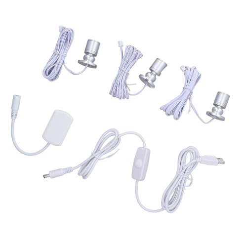 TOPINCN Small Jewelry Light, USB Mini LED Spot Light, 5V Dimmable Display Cabinet Lighting with 6.6ft Cable for Plants, Artwork Showcase, Entrance Passageways, Tables, Shelves (Netural