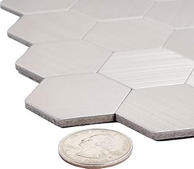 Avant Decor | Peel and Stick Backsplash Tiles | Stick On Wall Tiles for Kitchen and Bathroom | Easy DIY Installation | Aluminum Small Hexagons | 5” x 5” | Sample Tile